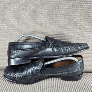 Brass Boot Mens 10.5 M Black Woven Leather Hand Stitched Loafers 93114-01